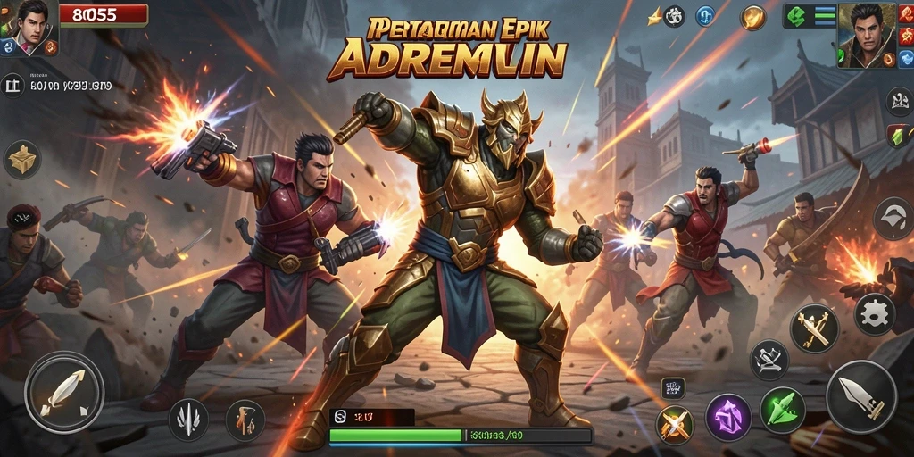 Screenshot gameplay 8055 yang menampilkan aksi pertarungan seru.
