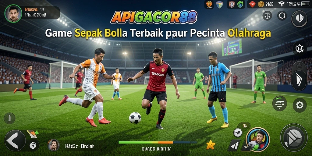 Screenshot gameplay APIGACOR88 yang menampilkan pertandingan sepak bola seru.