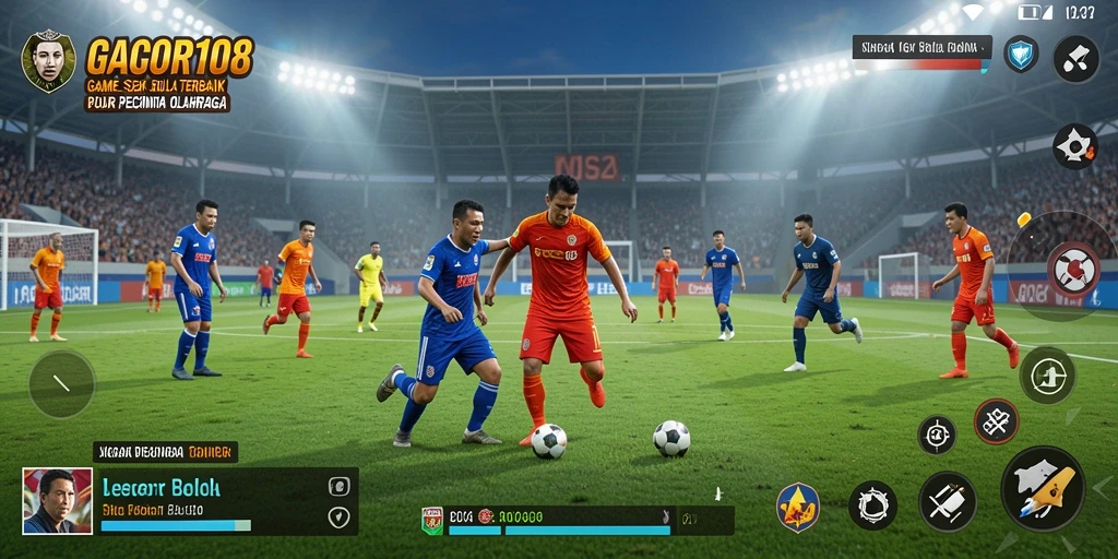 Tampilan gameplay <strong>GACOR108</strong> yang menyajikan aksi sepak bola seru.