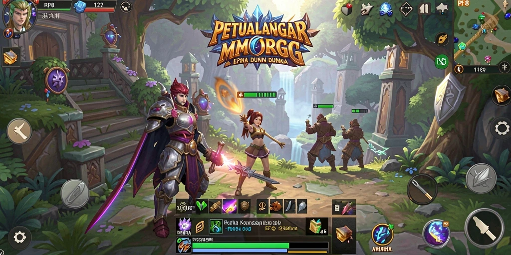Screenshot utama RP8 menampilkan aksi seru dalam petualangan MMORPG.