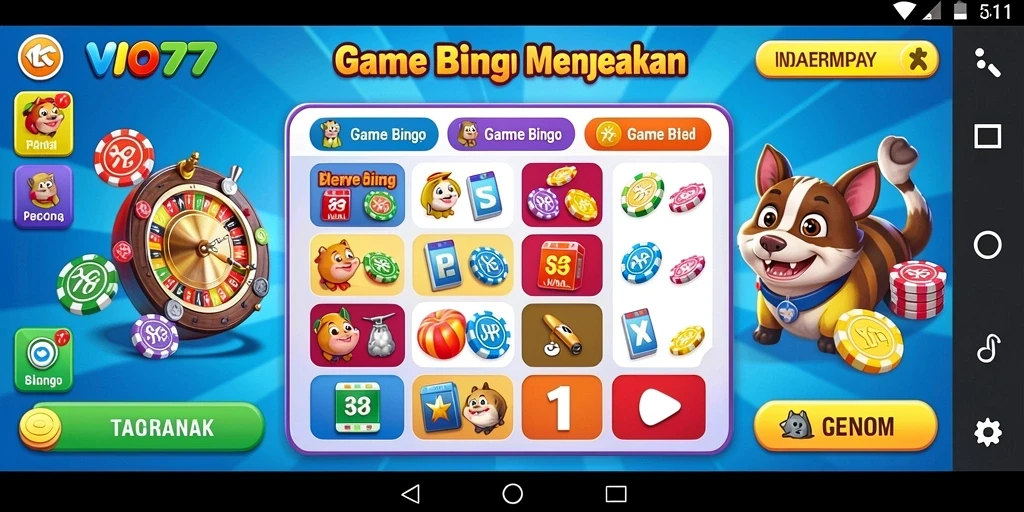 Tampilan gameplay seru dari VIO77 dengan suasana Bingo yang menyenangkan.